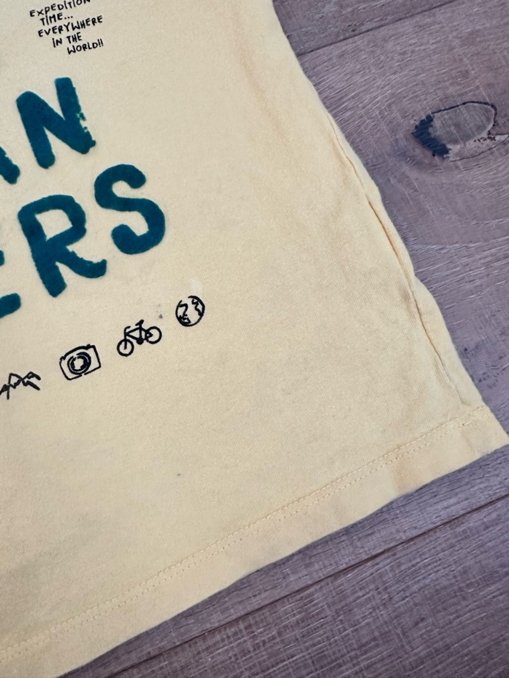 Zara Yellow Tee with Forest Trees Ocean Rivers Sun Graphic - Picture 5 of 6